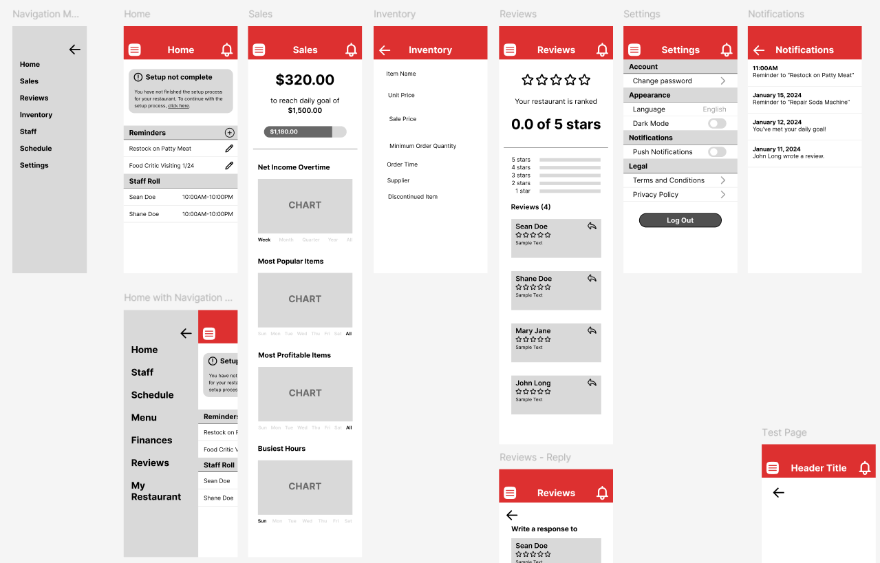 Screenshot of the RestaurantEZ Figma prototype